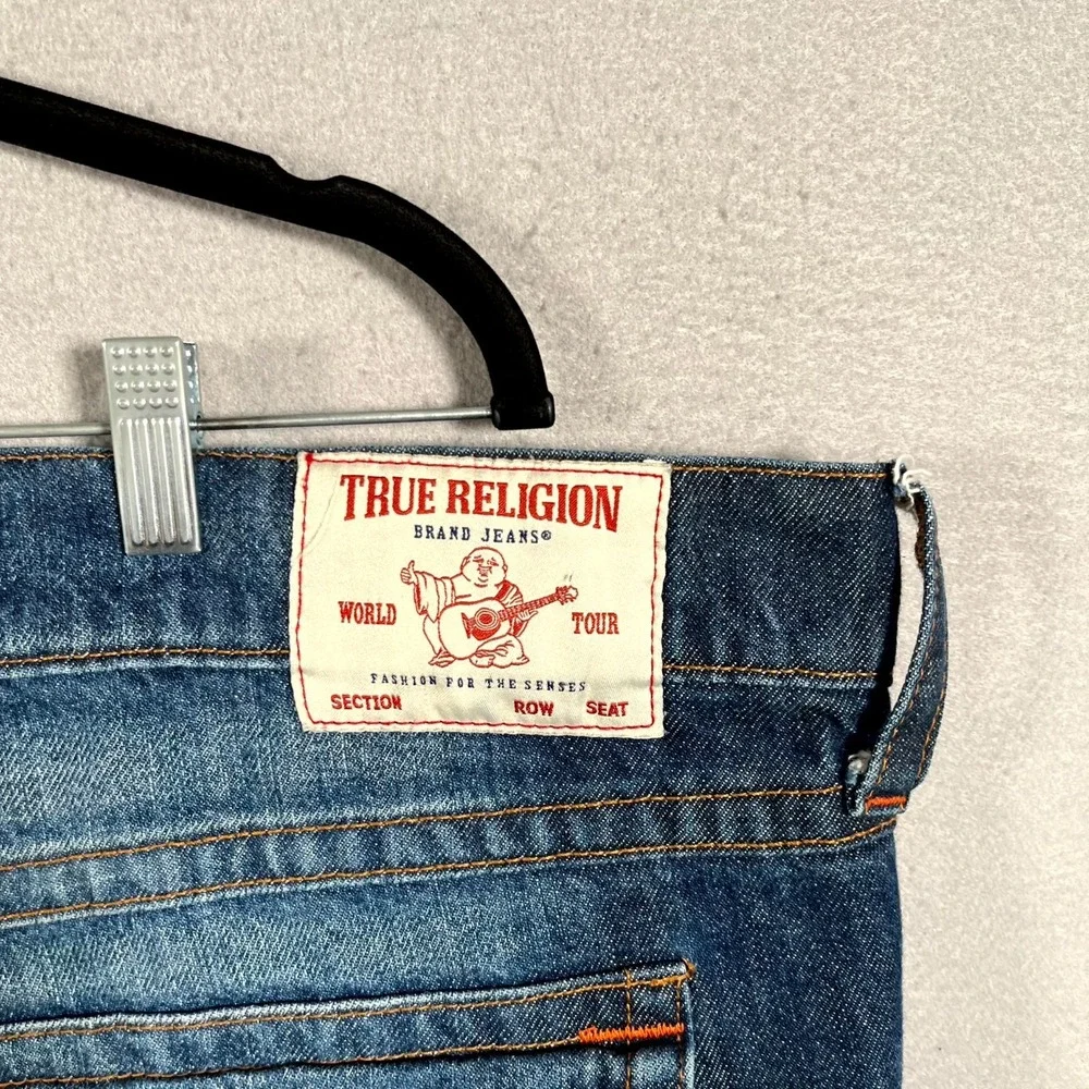True Religion Ricky Jeans Mens 42 Blue Cotton Medium Wash Relaxed Straight Leg